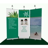 3x Retractable Banner Stands Set with 3 Halogen Lights